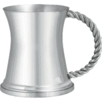 Pewter Rope Handle Tankard  3.375″  Dia. x 4.5″H, 12 oz.